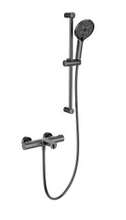 Смеситель для ванны с душевым гарнитуром Wonzon & Woghand WW-C2018-A-BGG с термостатом тёмный графит